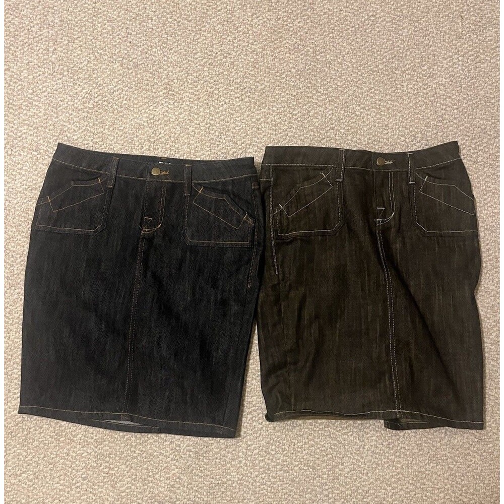Rock & Republic Womens Denim Skirts Dark Blue/Black Back Slit Size 27 - Lot Of 2